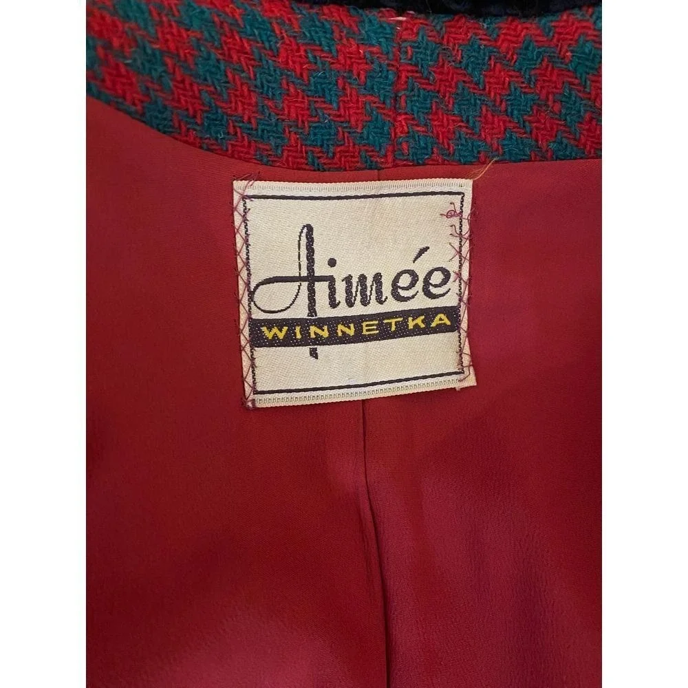 Vintage‎ Aimee Winnetka Blazer Red Black Houndstooth Size S/M